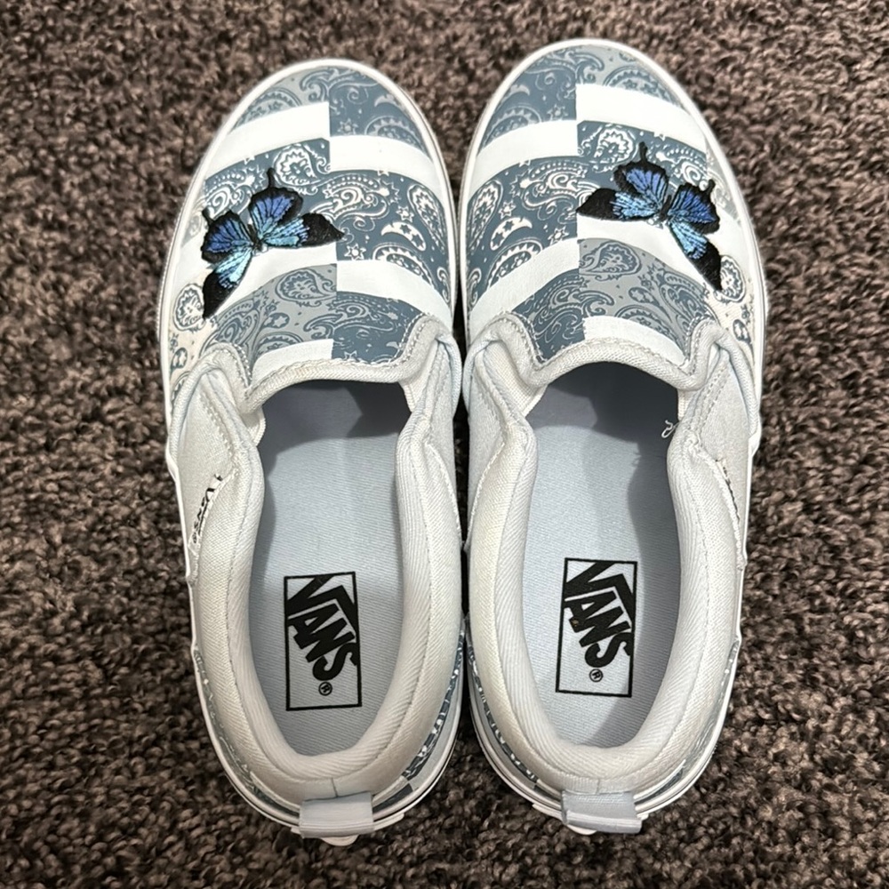 Vans Blue and White Sneakers with Floral Canvas